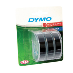 Taśma do wytłaczarek Dymo 3D tłoczona BLISTER, 3 rolki, czarna, 9mm x 3m