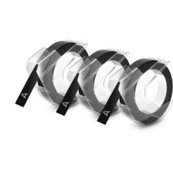Taśma do wytłaczarek Dymo 3D tłoczona BLISTER, 3 rolki, czarna, 9mm x 3m