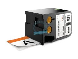 RHINO XTL wymiarowe etykiety 51 mm x 102 mm - czarne na białym/nagłówek pomarańczowy
