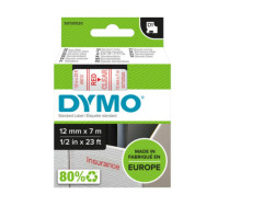 Standardowa taśma Dymo D1 - 12mm x 7m - czerwony/przezroczysta (S0720520)